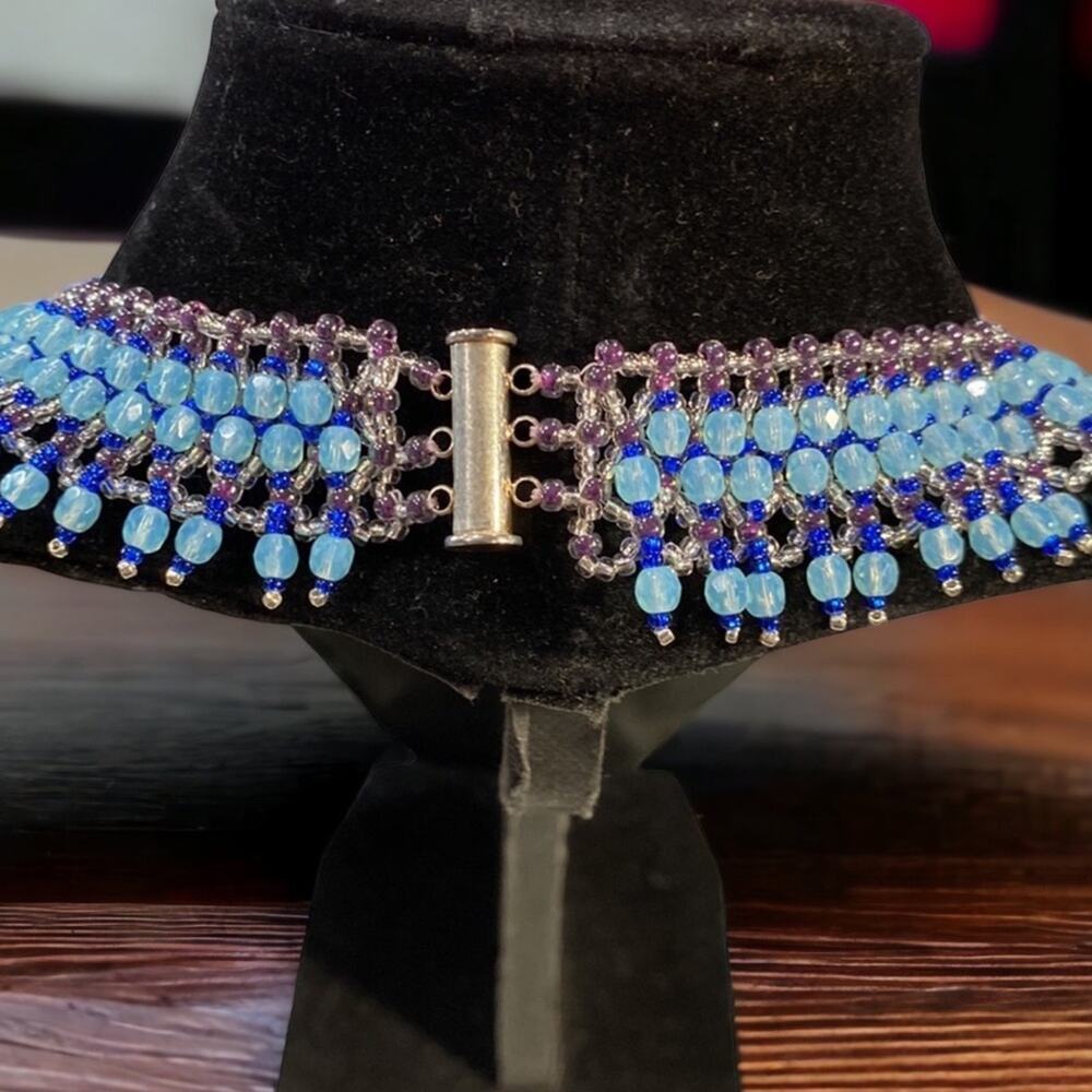 Handmade Cleopatra Style Beaded Parure Swarovski Crystal 4 Piece Jewelry Set - Picture 4 of 5